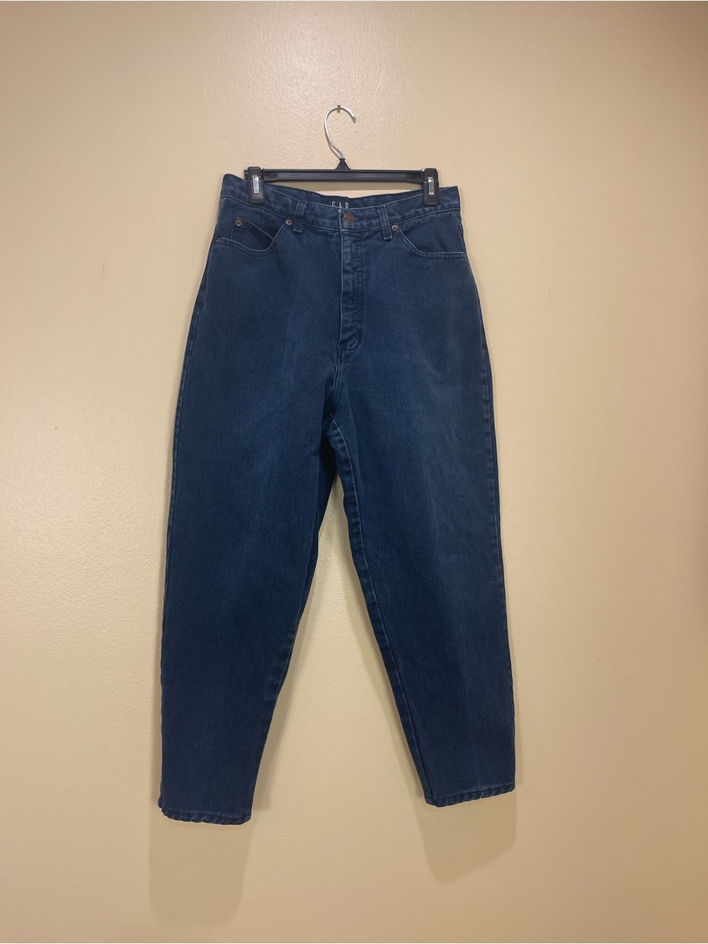 Vintage GAP USA Women High Rise Barrel Leg Jeans 6/8 Dark Blue Wash 100% Cotton